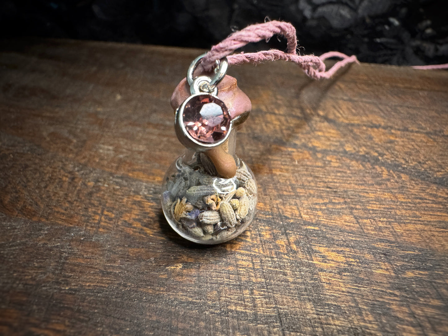 Lavender Bud Charm Bottle Pendant