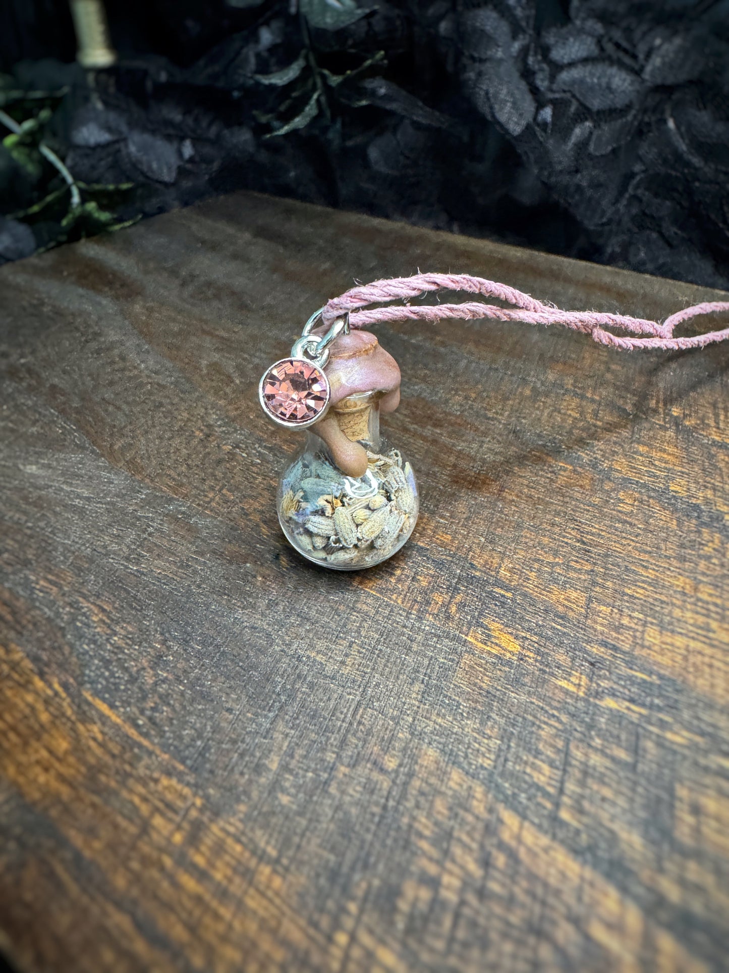 Lavender Bud Charm Bottle Pendant
