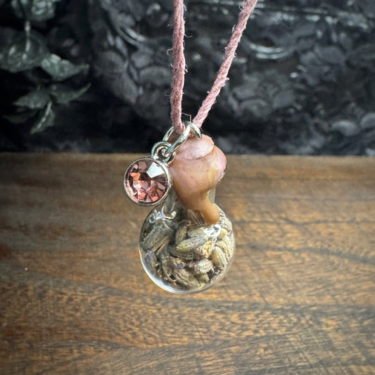 Lavender Bud Charm Bottle Pendant