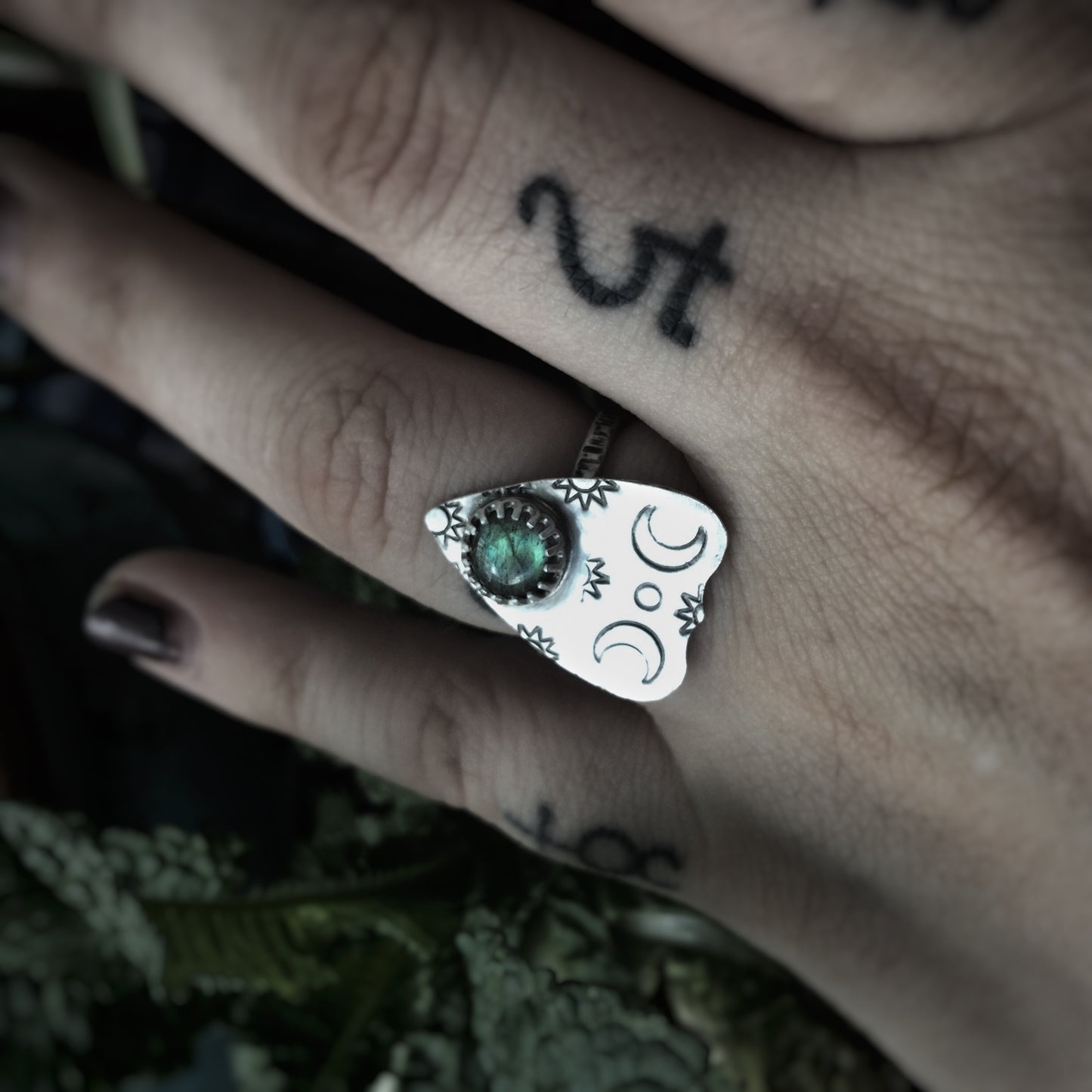 Mini Planchette Ring with Labradorite