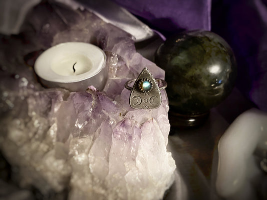 Mini Planchette Ring with Labradorite