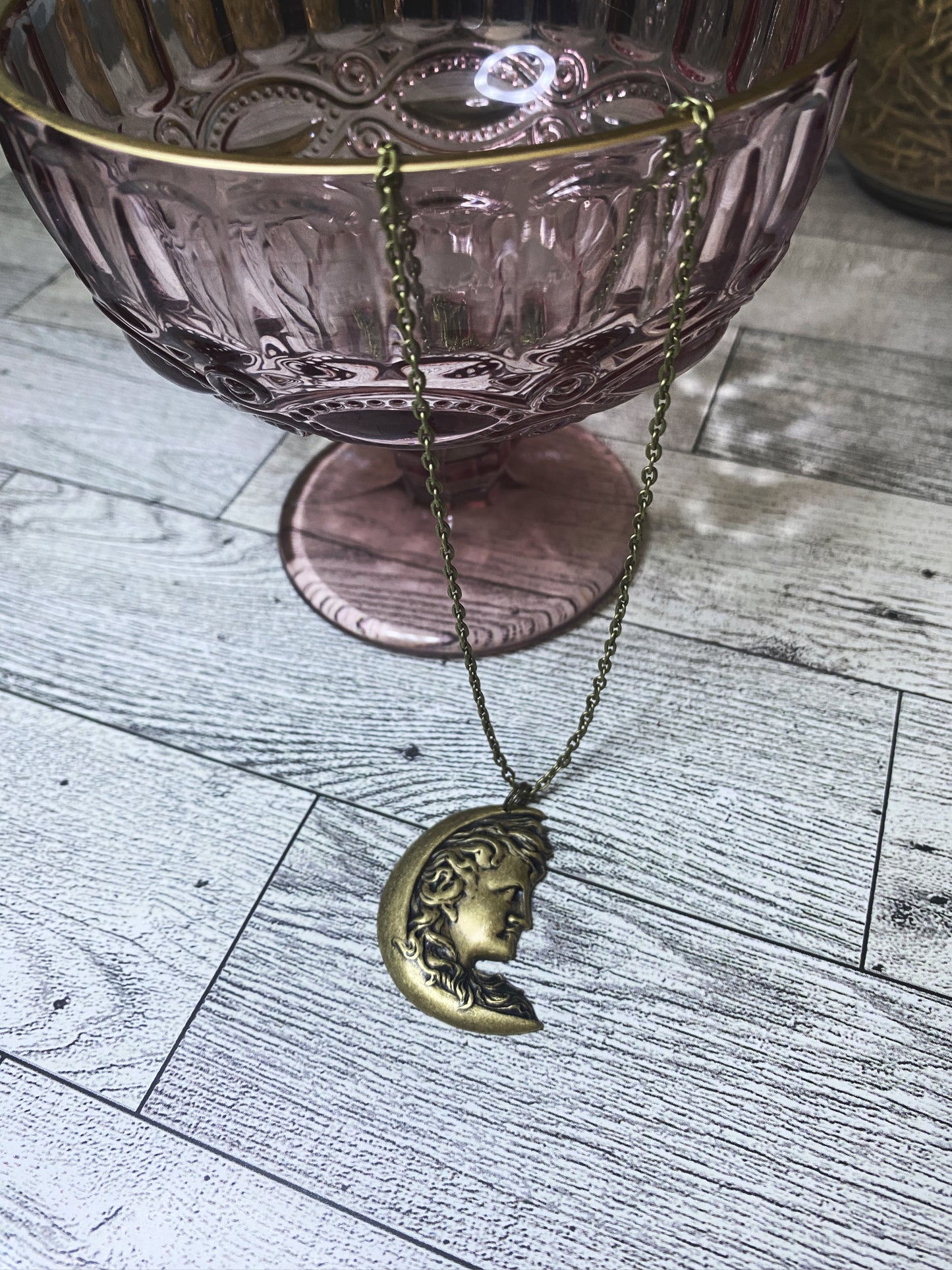 Selene Crescent Moon Brass Necklace