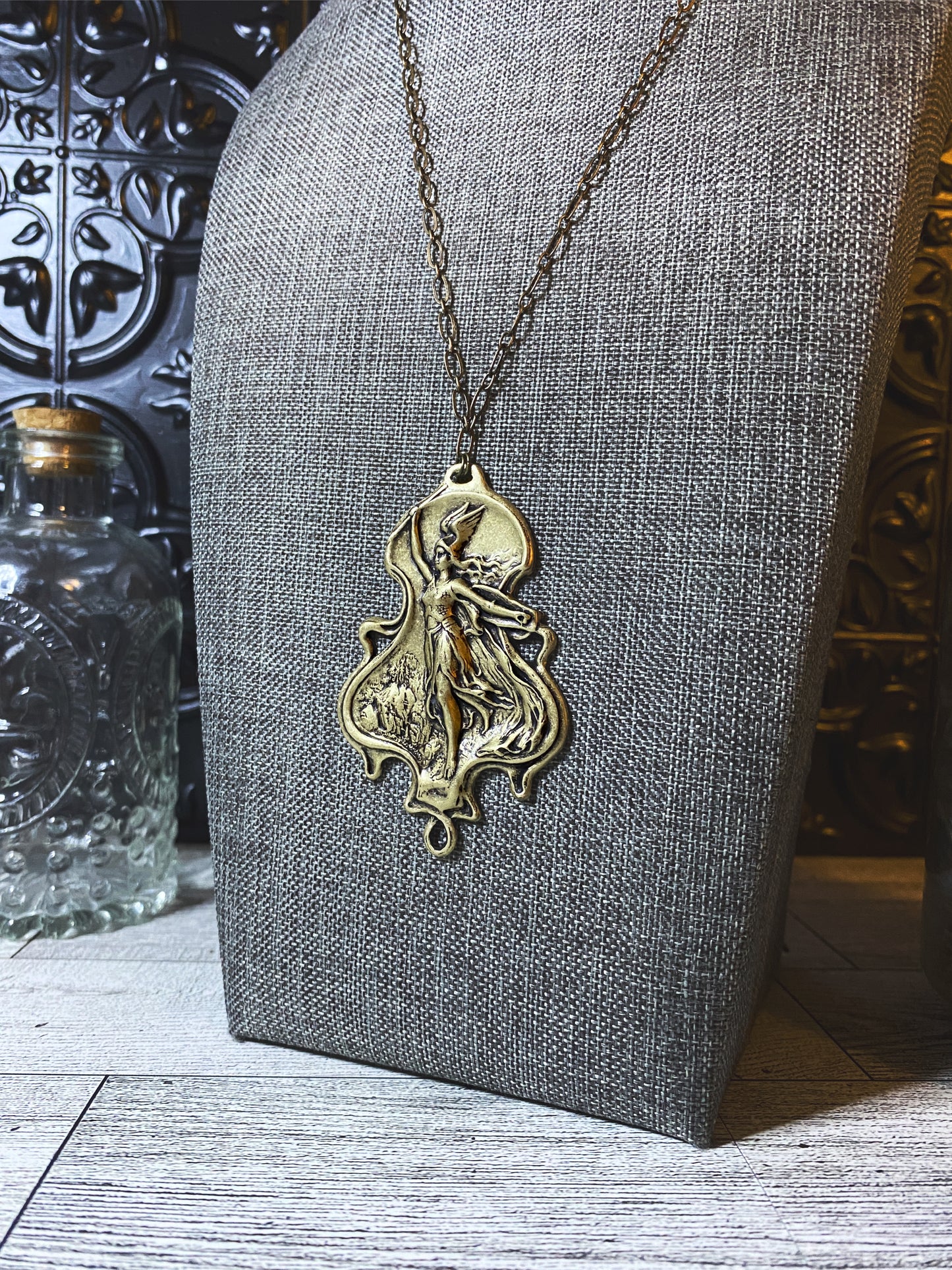 Goddess of Victory Brass Necklace