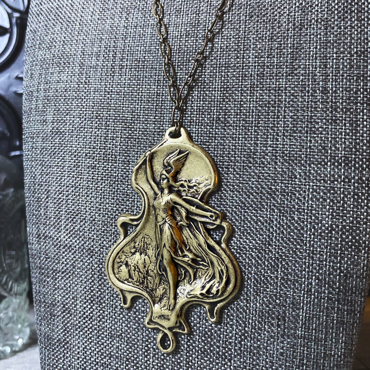 Goddess of Victory Brass Necklace