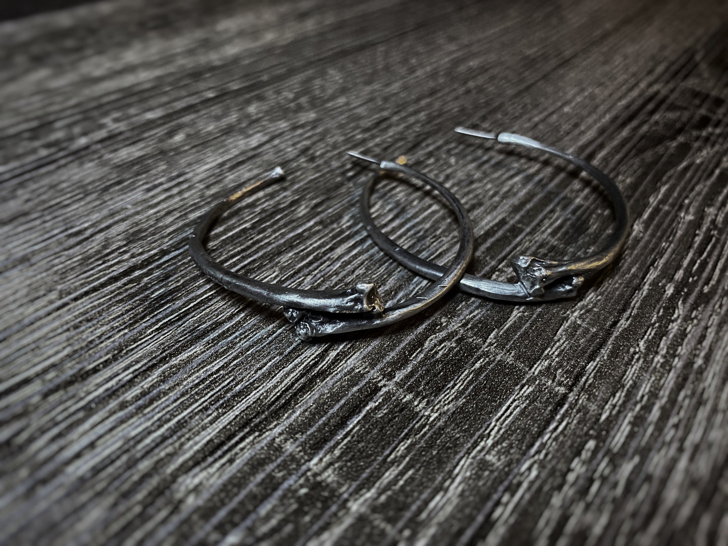 Ouroboros IV: Silver Snake Rib Hoop Earrings