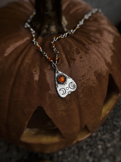 Limited Edition Samhain Amber Mini Planchette Pendant October Exclusive MADE TO ORDER
