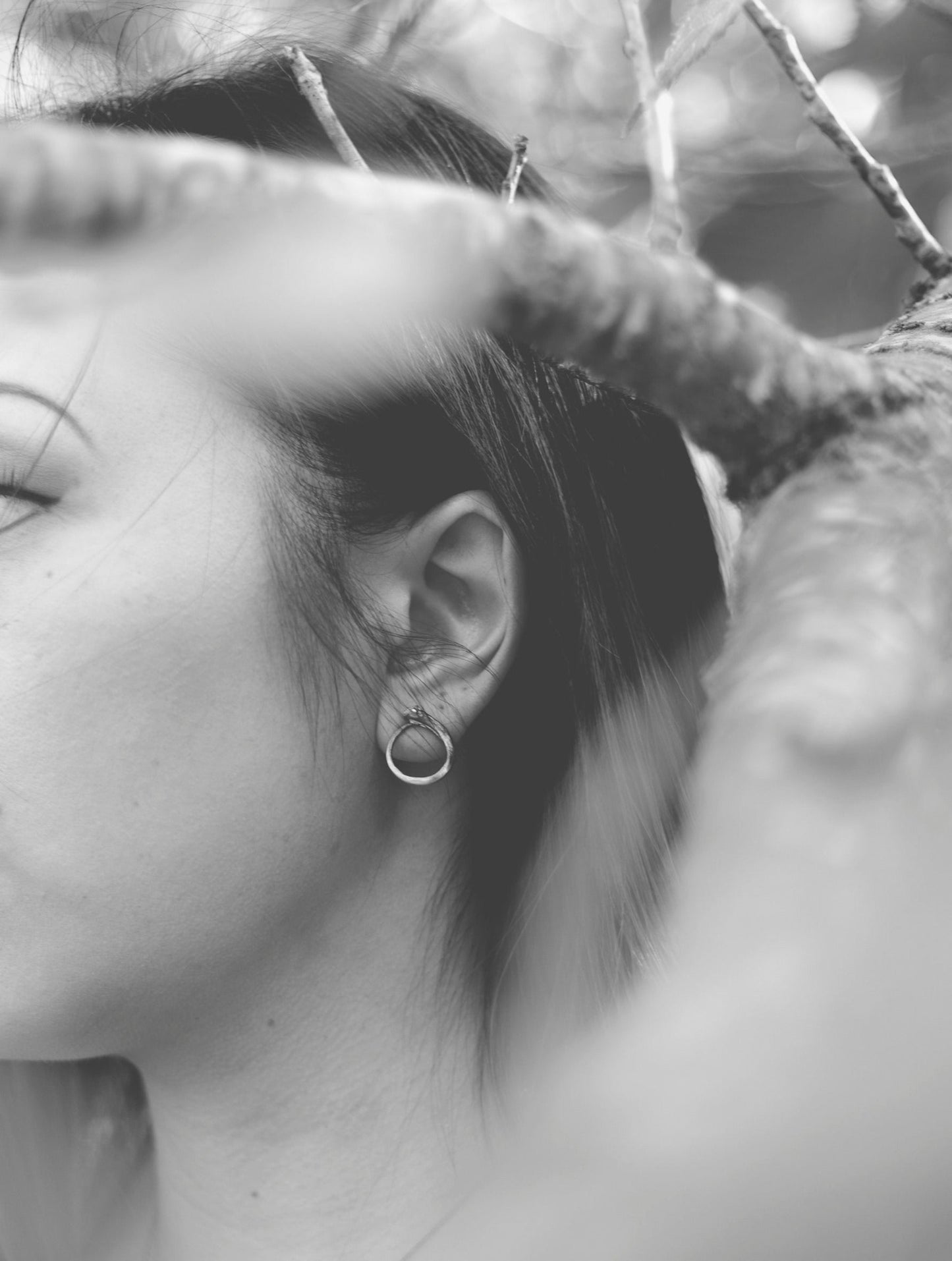 Ouroboros III: Silver Snake Rib Hoop Stud Earrings
