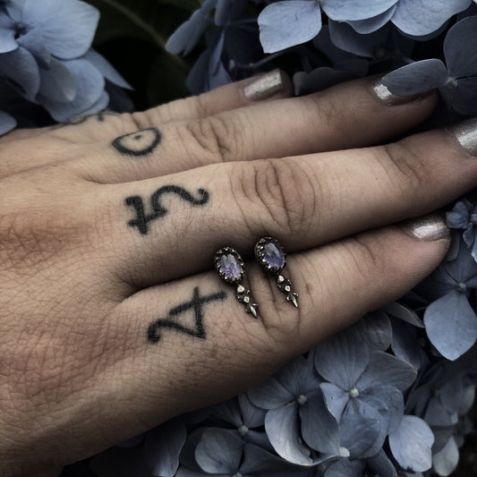 Phasmophobia: Sterling Silver and Iolite Filigree Stud Earrings