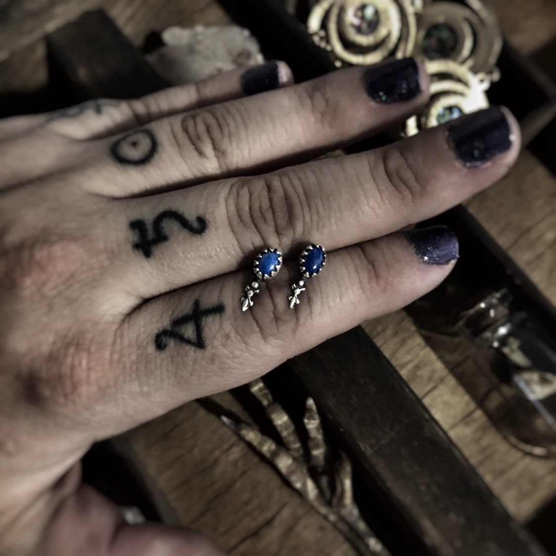 Aquaphobia: Sterling Silver and Lapis Lazuli Filigree Stud Earrings