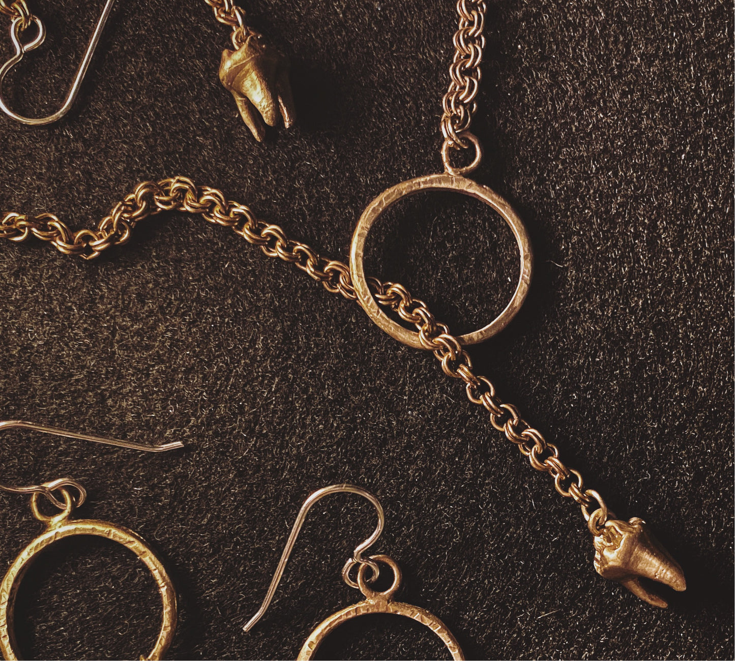 Brass Tooth Lariat Necklace