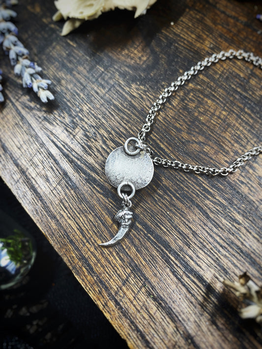 Fluorite Necklace with Crow Talon Talon Charm in Silver