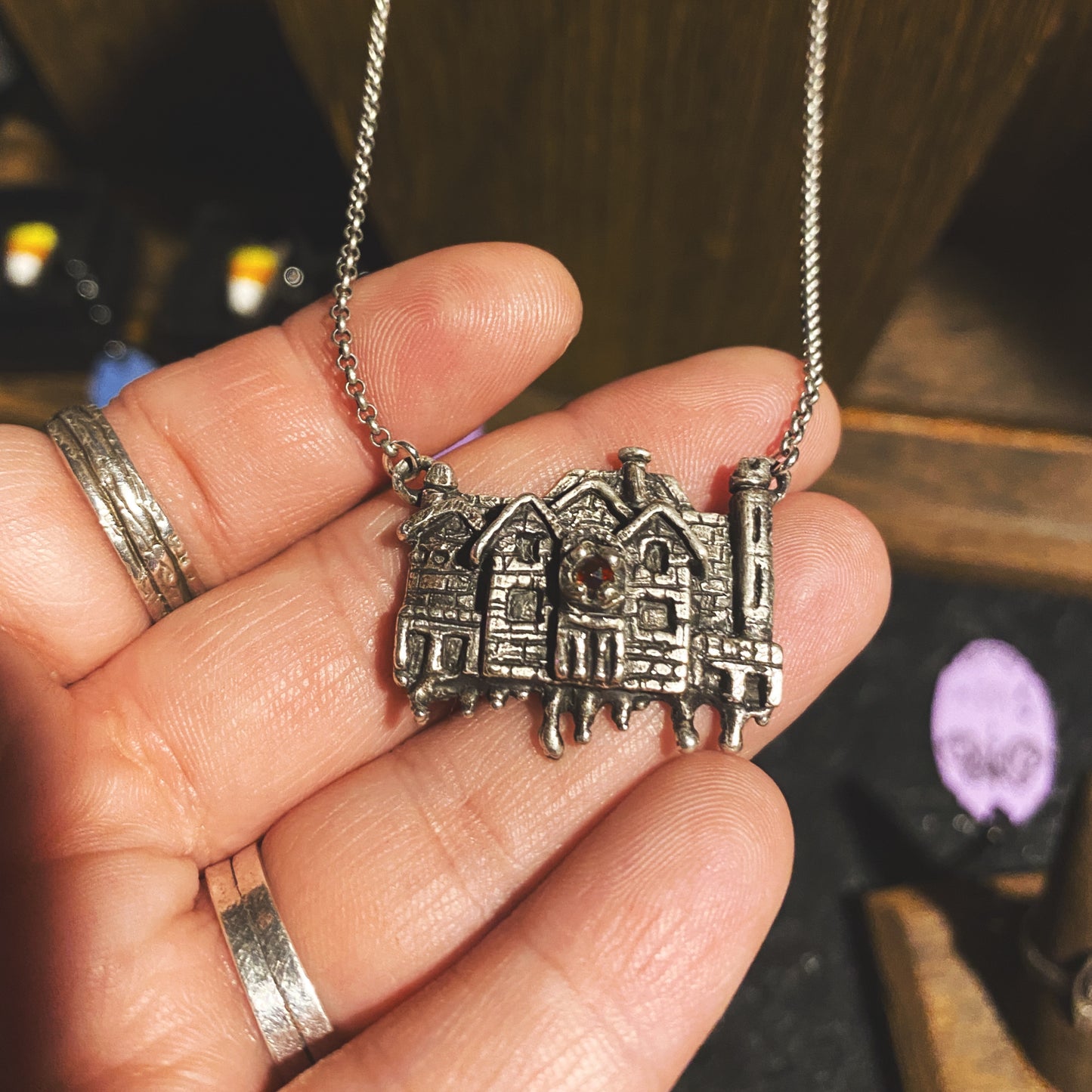 Silence Lay Steadily: Silver and Garnet Hill House Inspired Necklace