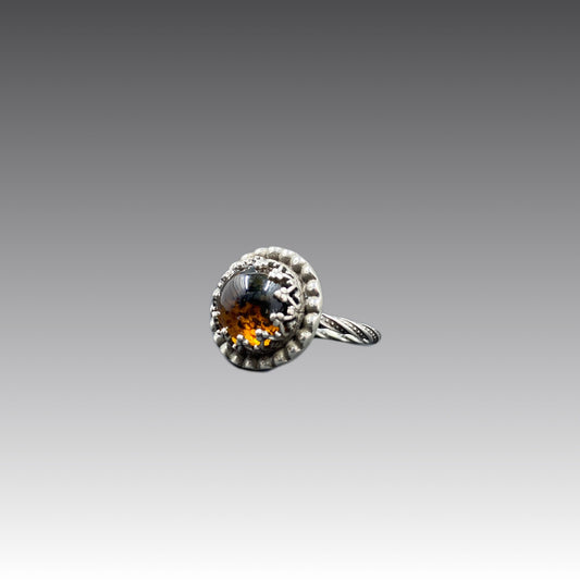 Sterling Amber Ring (size 6.5)