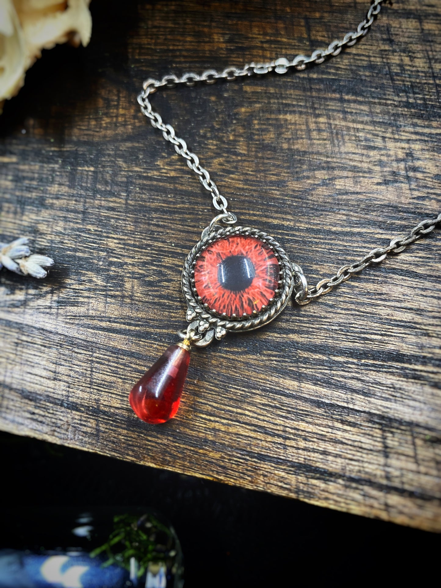 Glass Eye and Pomegranate Pendant in Sterling Silver