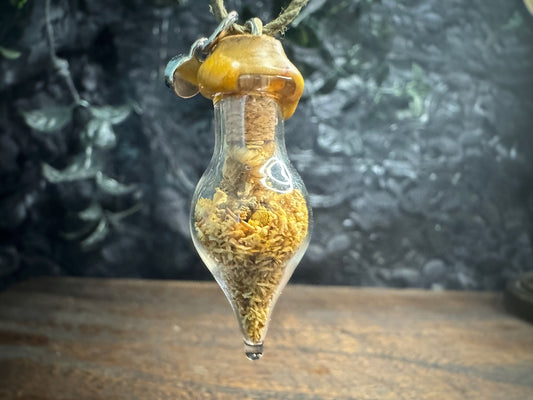 Chamomile Petal Charm Bottle Pendant