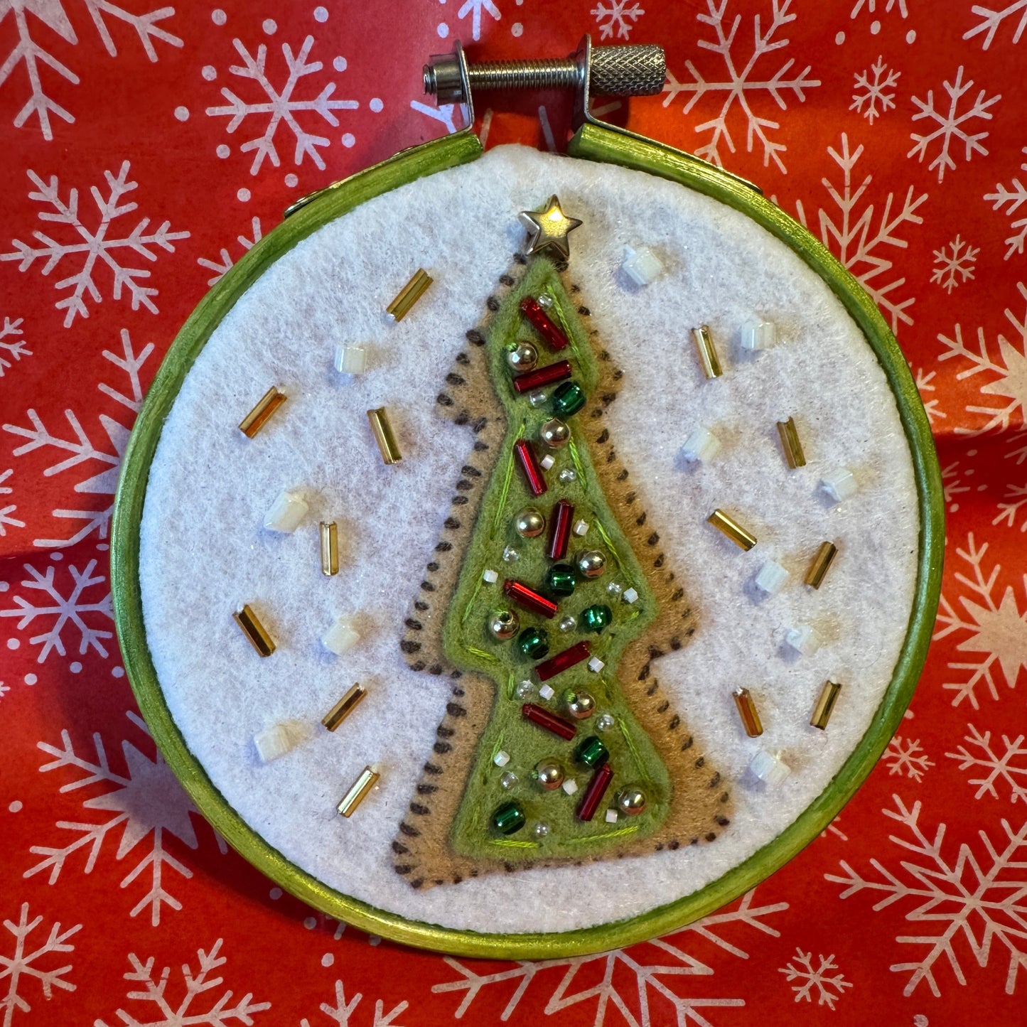 Christmas Tree Cookie Felt Embroidery Hoop
