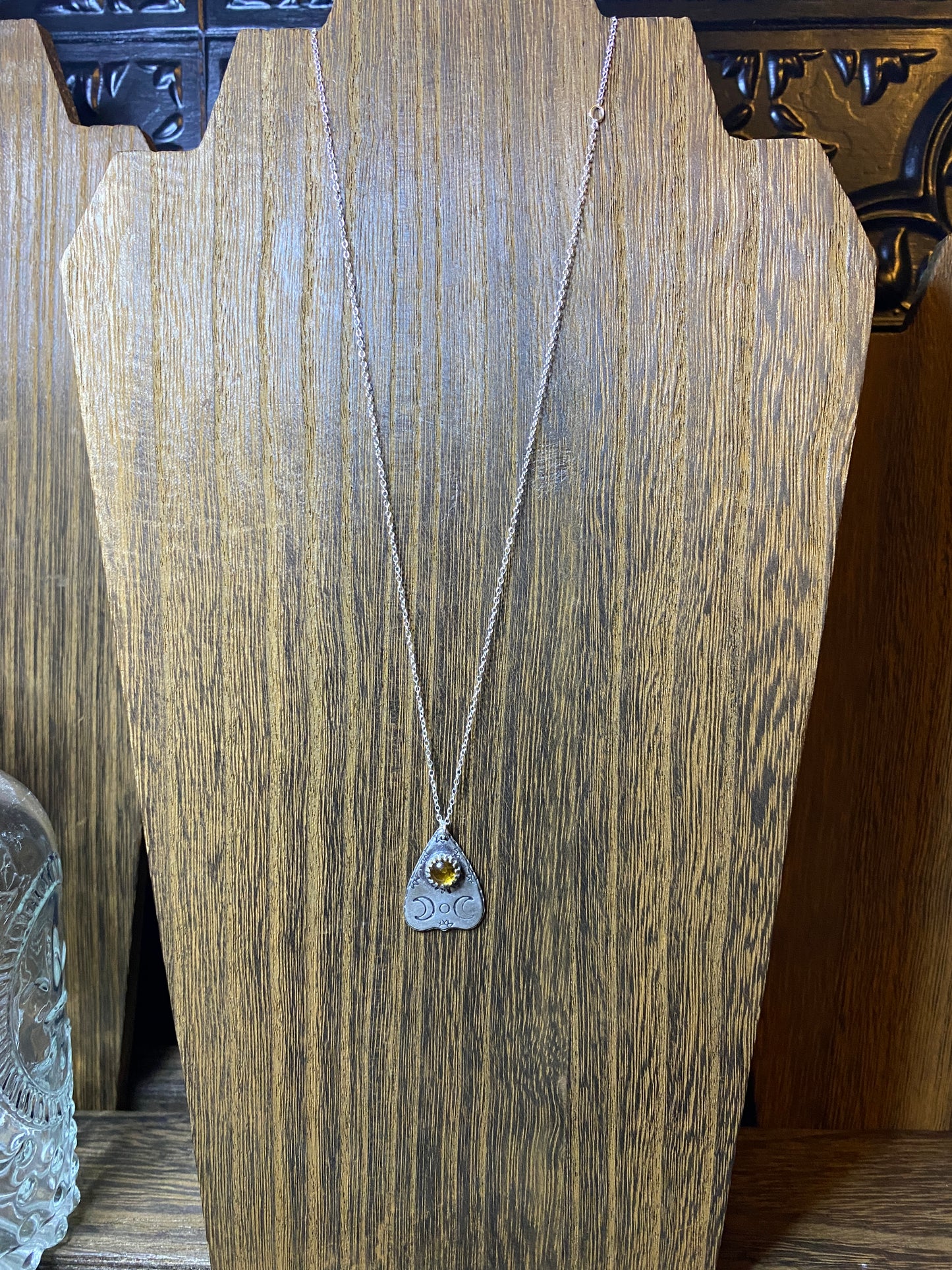 Citrine Sterling Silver Mini Planchette Necklace