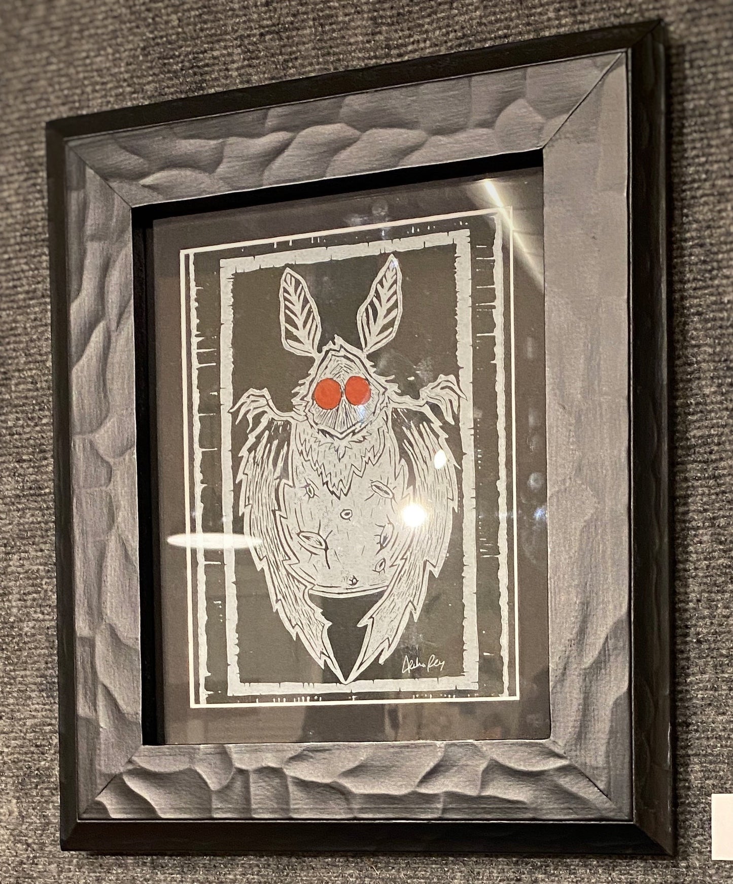 "I'll see you in time." Mothman Lino Print