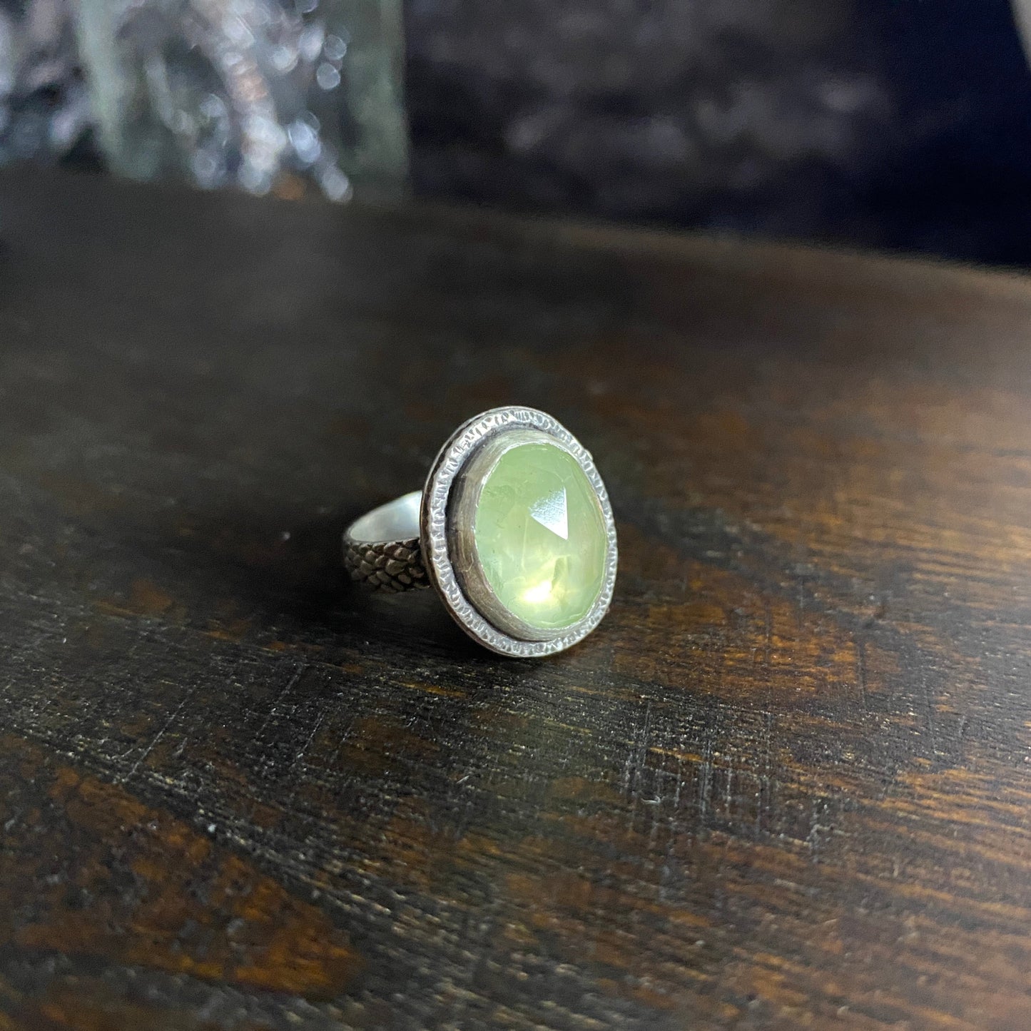 Prehnite Ring in Silver Size 5.25