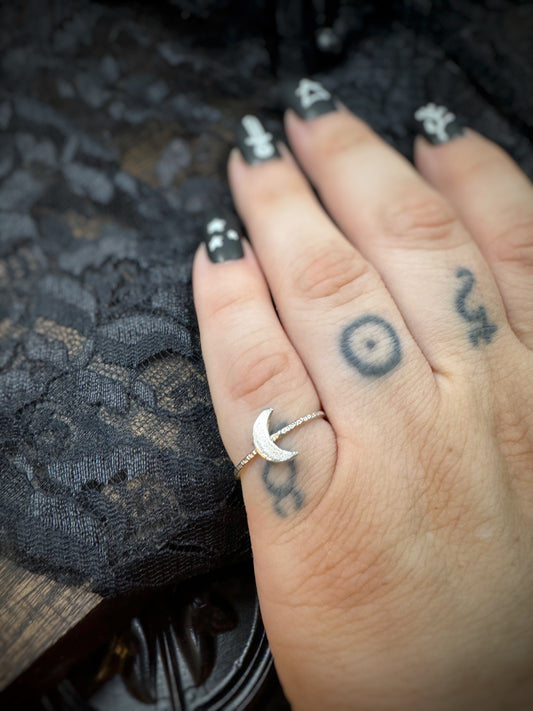 Sterling Silver Smooth Crescent Moon Stacker Ring