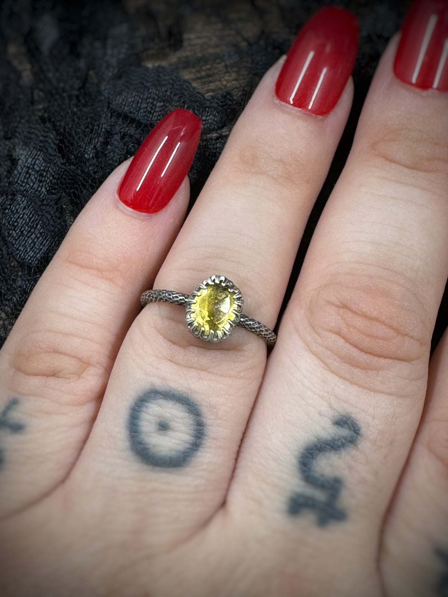 Sterling Silver Rose Cut Citrine Ring (size 7.5)