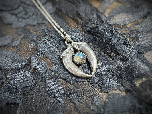 Sterling Silver Coyote Claw and Labradorite Necklace