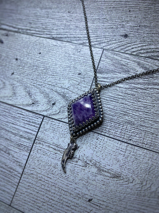 Large Amethyst and Jawbone Necklace