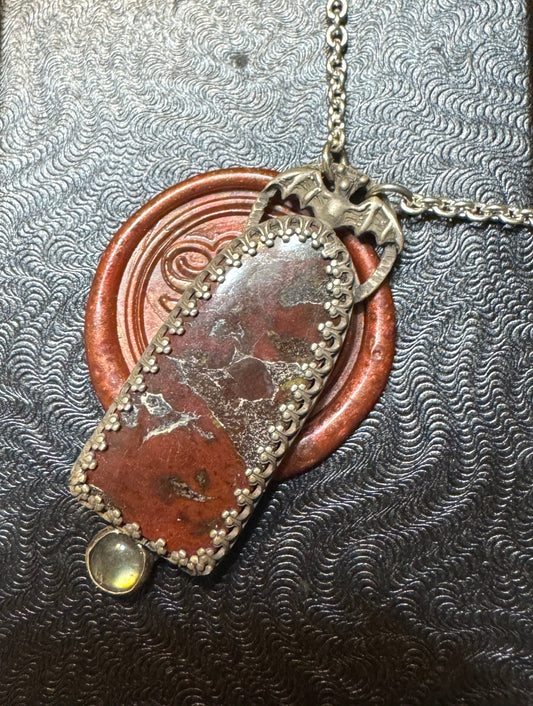 Dragon Bloodstone and Labradorite Necklace in Sterling Silver