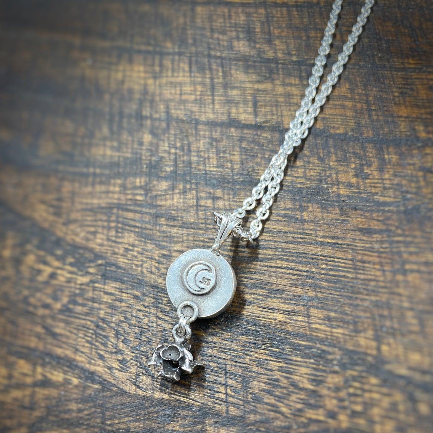 Sterling Silver Labradorite and Vertebra Charm Necklace