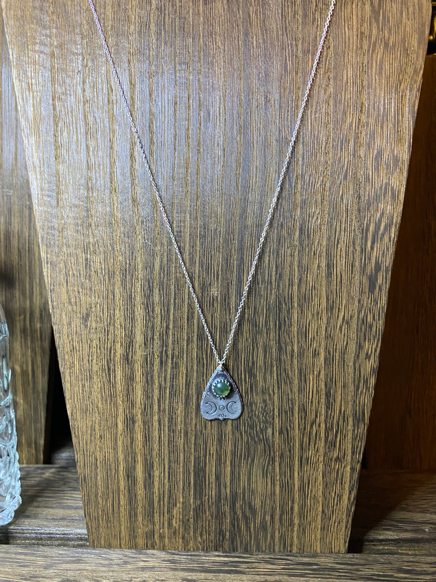 Moss Agate Sterling Silver Mini Planchette Necklace