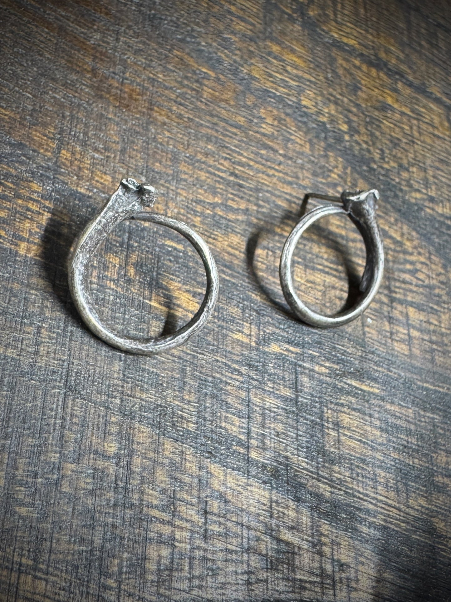 Ouroboros III: Silver Snake Rib Hoop Stud Earrings