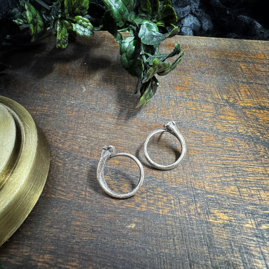 Ouroboros III: Silver Snake Rib Hoop Stud Earrings