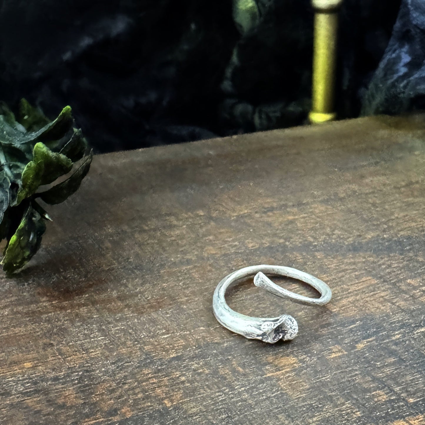 Ouroboros I: Silver Snake Rib Adjustable Ring