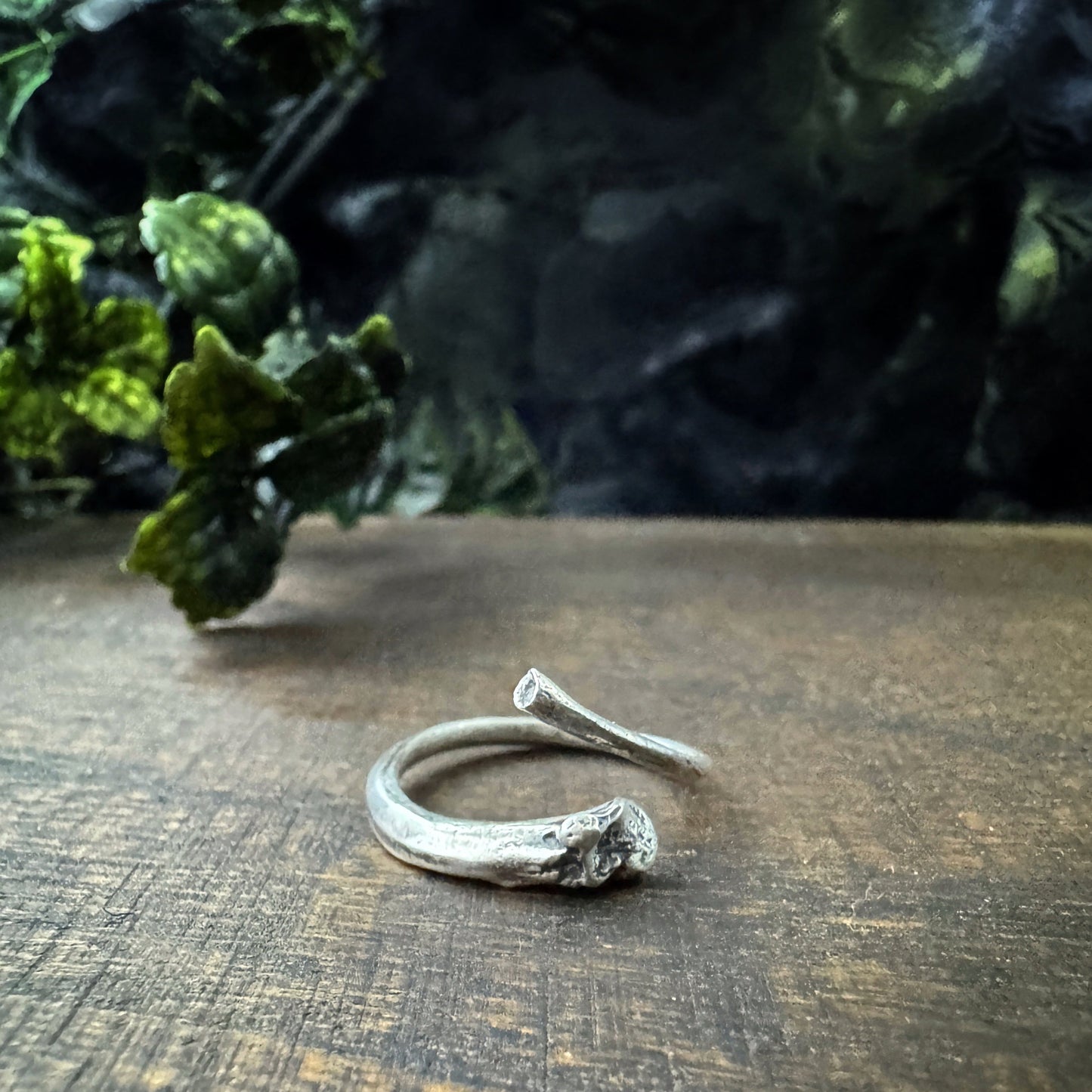 Ouroboros I: Silver Snake Rib Adjustable Ring