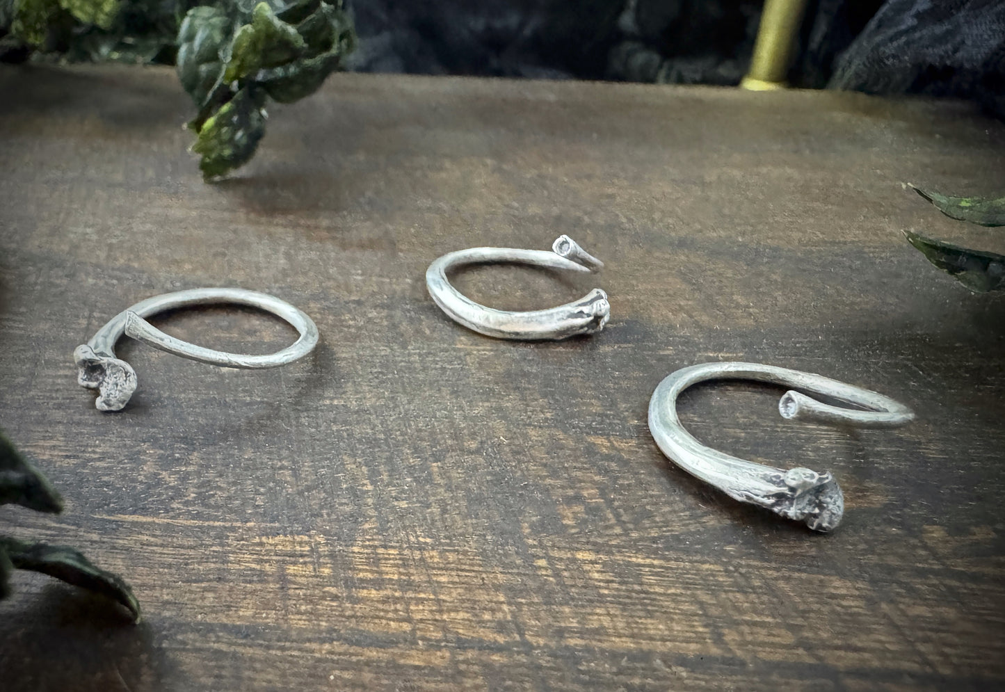 Ouroboros I: Silver Snake Rib Adjustable Ring