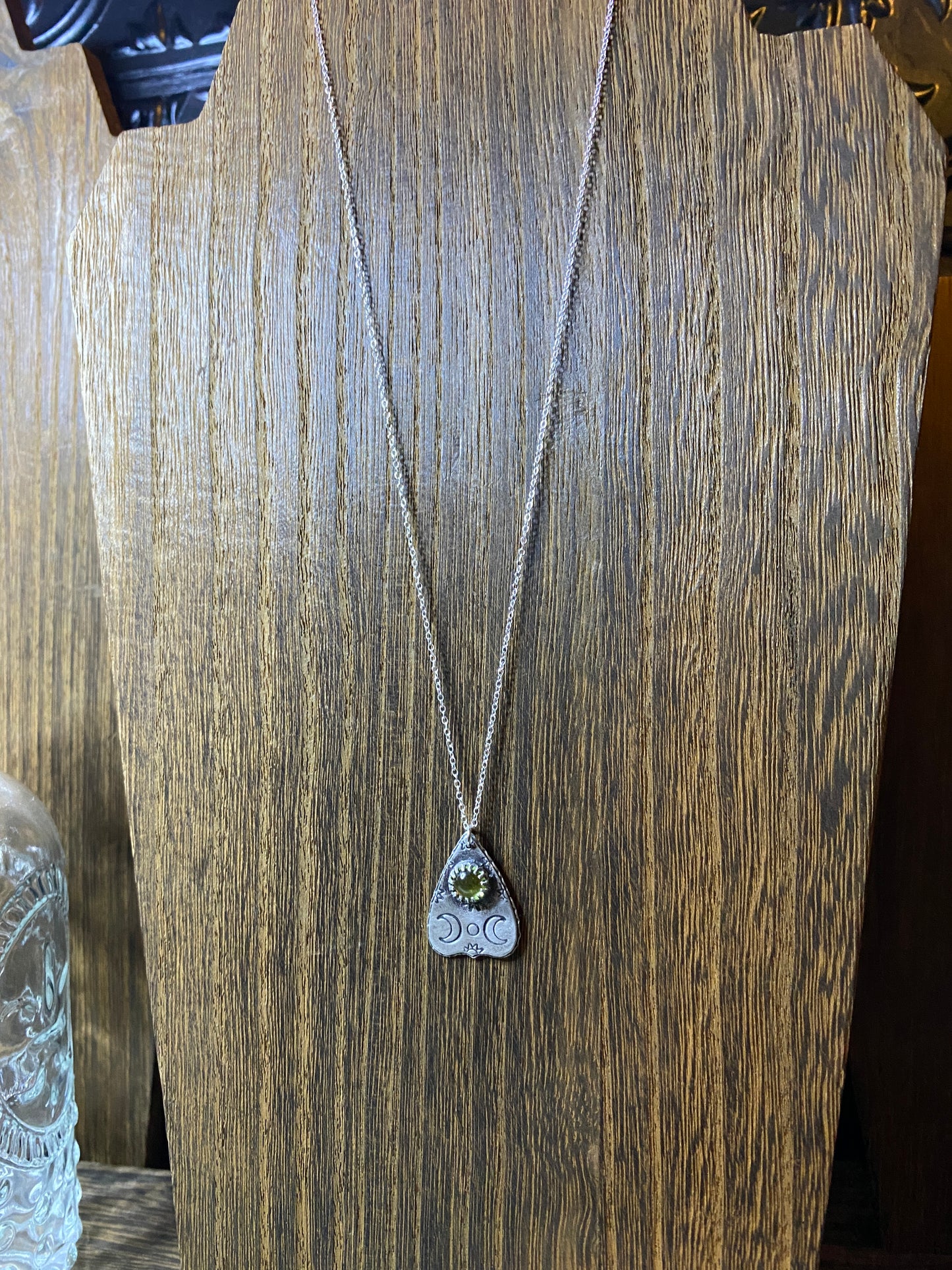 Peridot Sterling Silver Mini Planchette Necklace