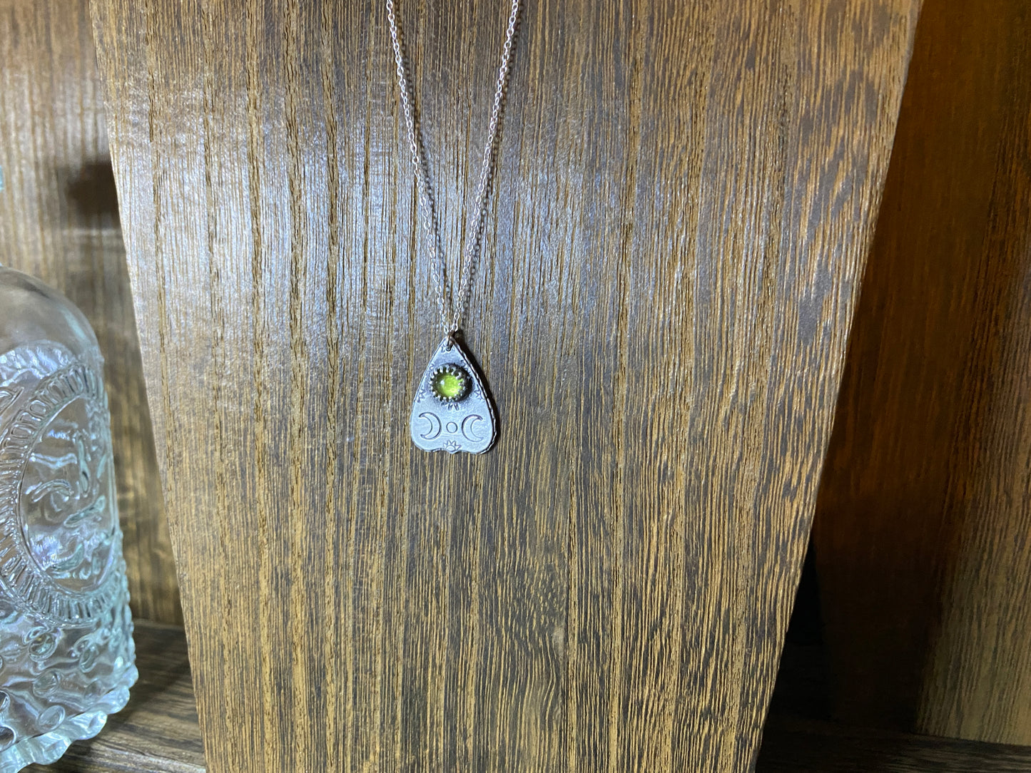 Peridot Sterling Silver Mini Planchette Necklace