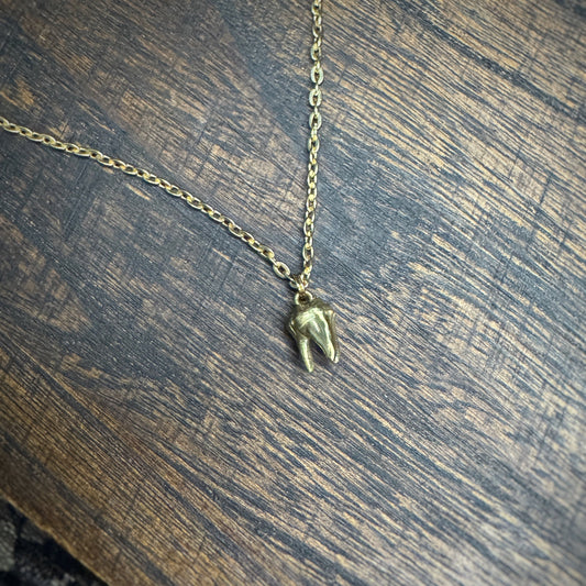 Brass Cat Tooth Necklace