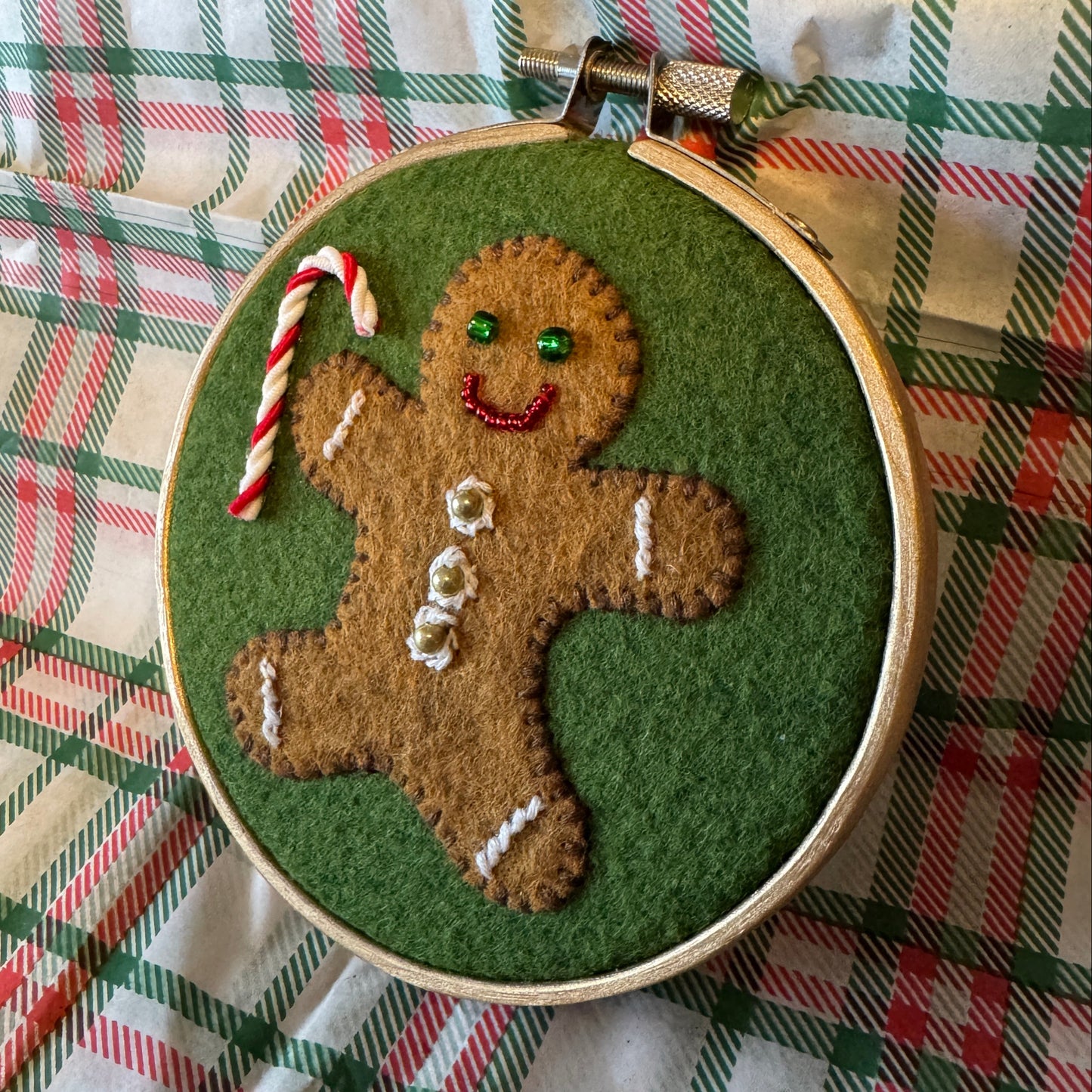 Gingerbread Cookie Felt Embroidery Hoop