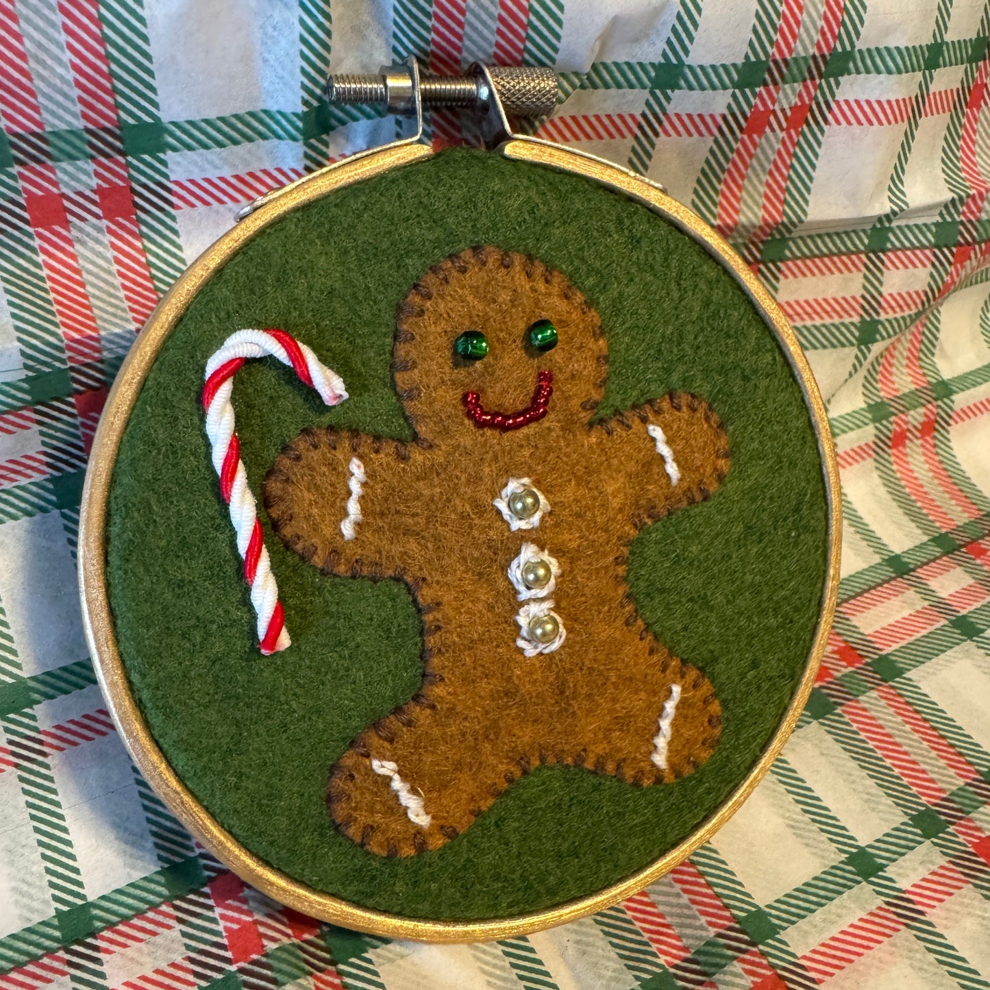 Gingerbread Cookie Felt Embroidery Hoop