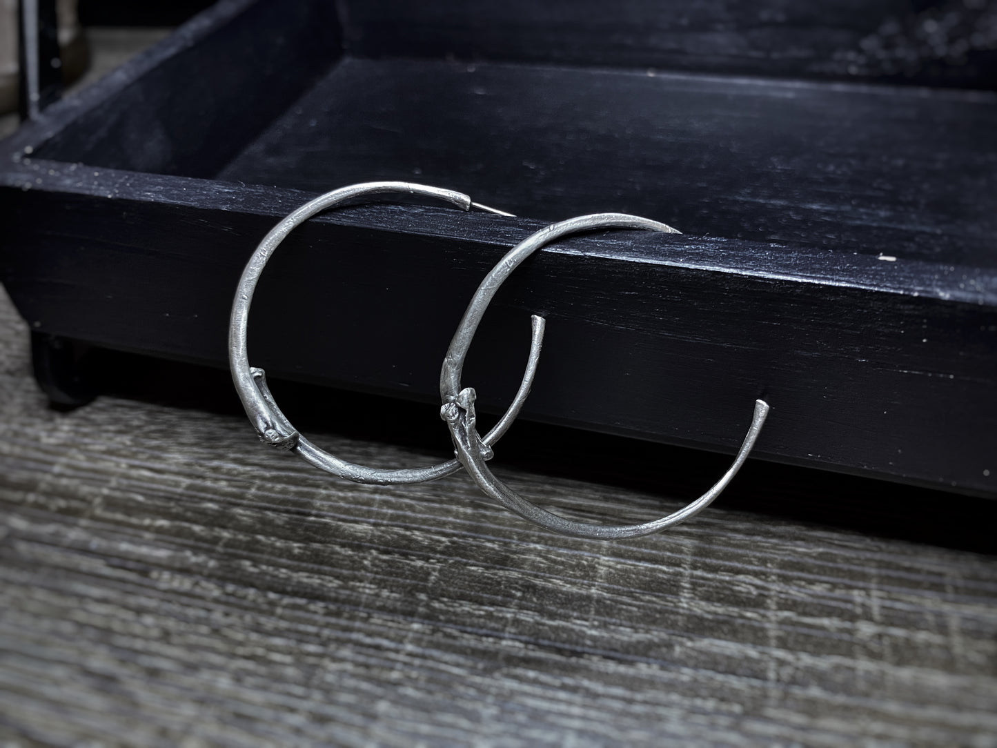 Ouroboros VI: Silver Snake Rib Hoop Earrings