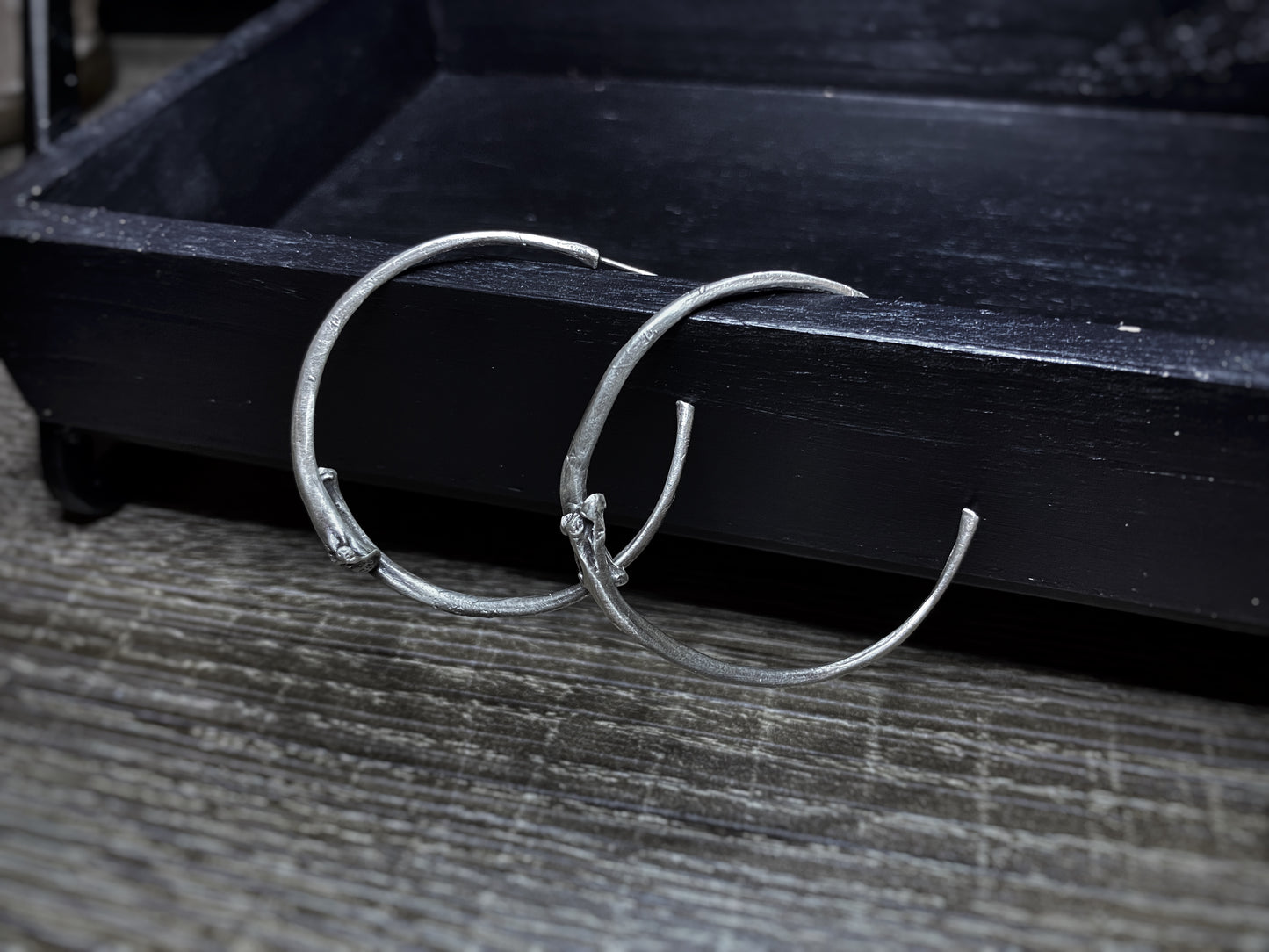 Ouroboros IV: Silver Snake Rib Hoop Earrings