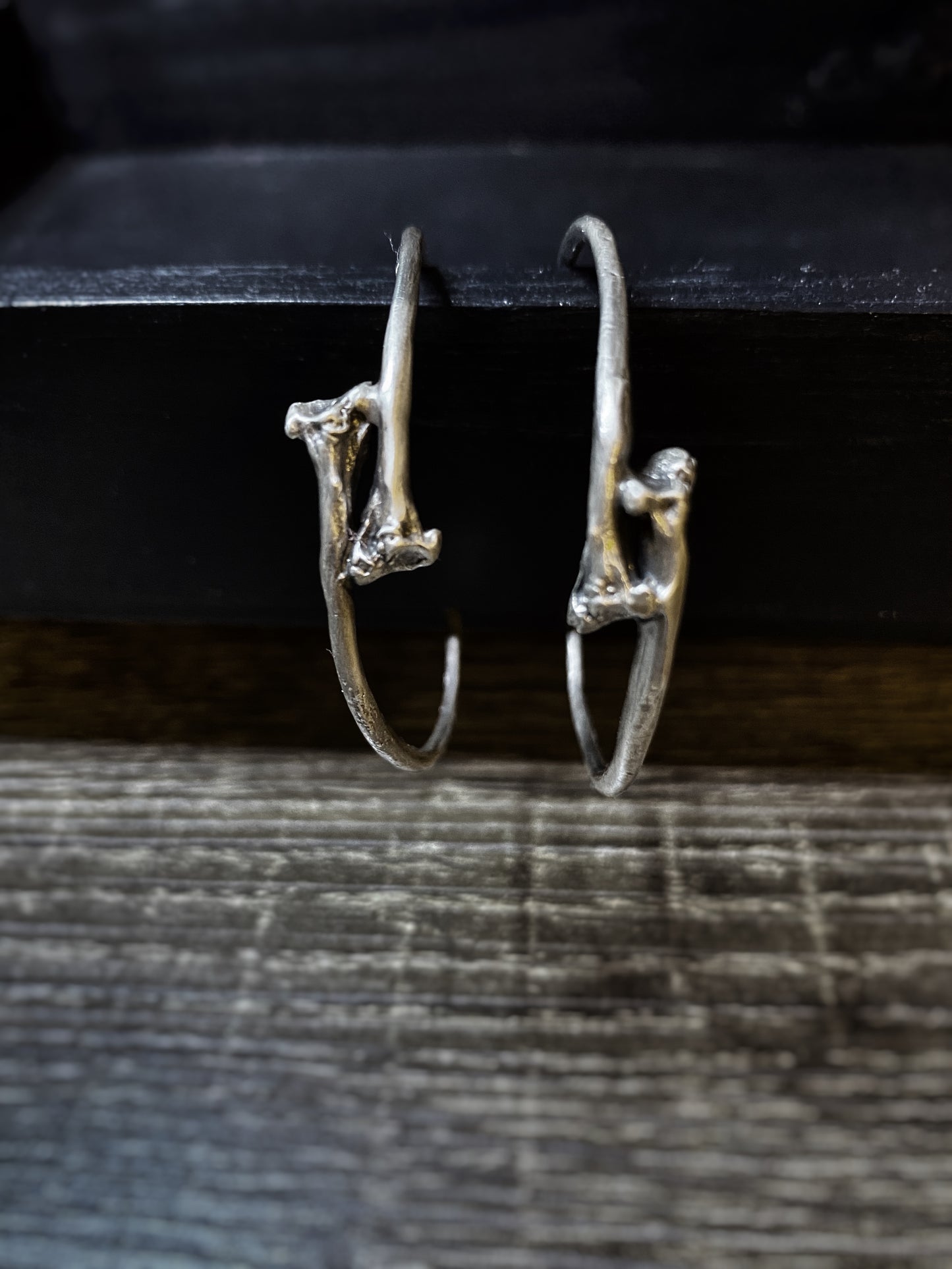 Ouroboros IV: Silver Snake Rib Hoop Earrings