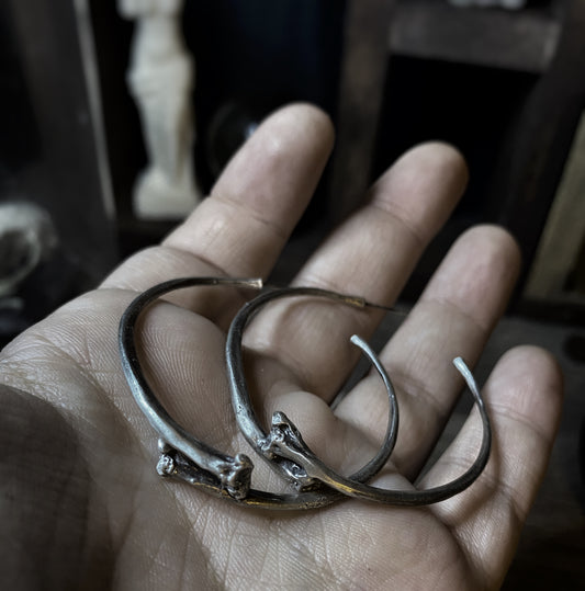 Ouroboros IV: Silver Snake Rib Hoop Earrings