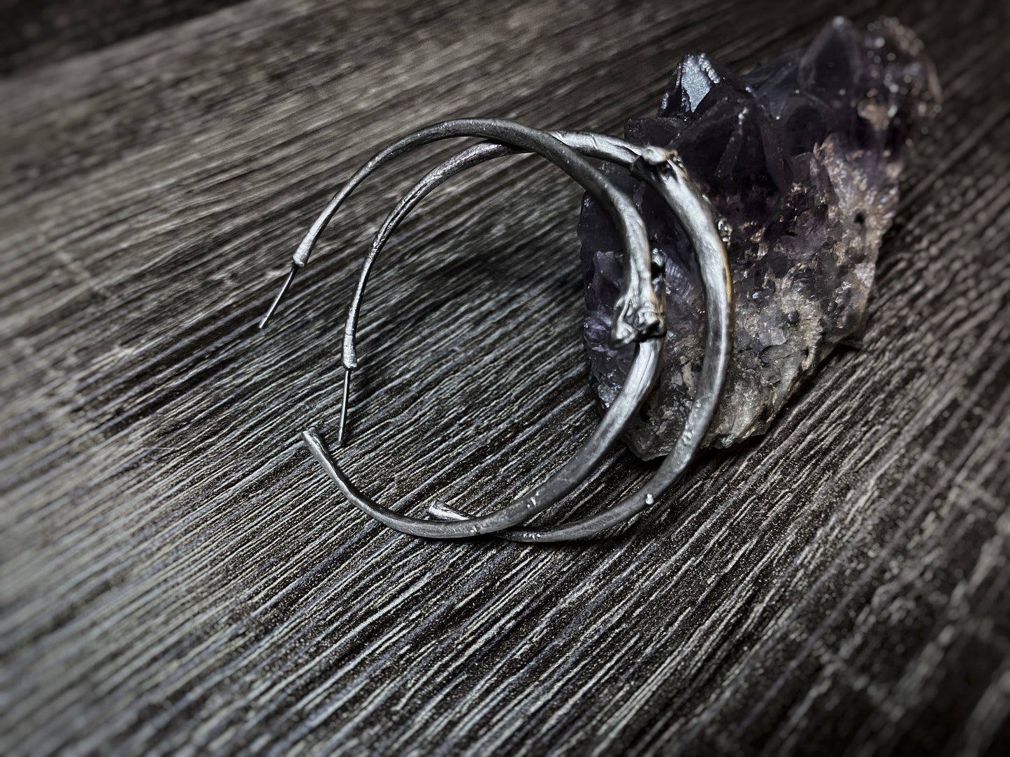 Ouroboros IV: Silver Snake Rib Hoop Earrings