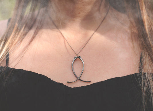 Ouroboros V: Silver Snake Rib Pendant