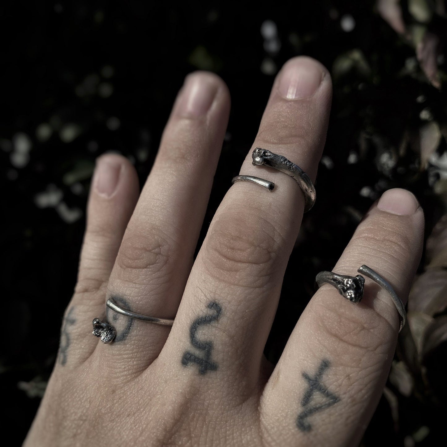 Ouroboros I: Silver Snake Rib Adjustable Ring