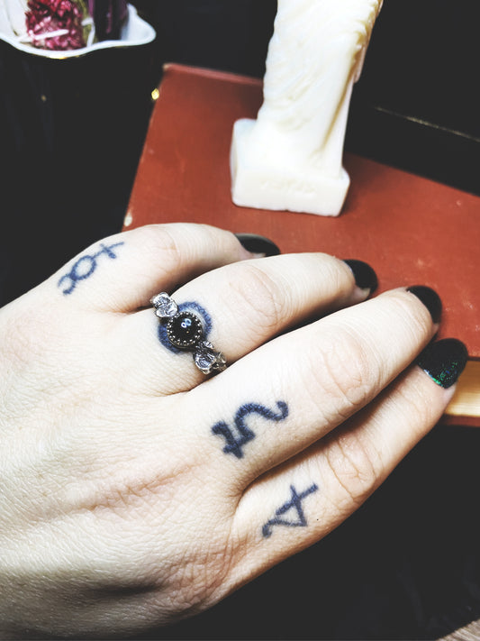 Eulogy: Silver and Black Star Diopside Ring