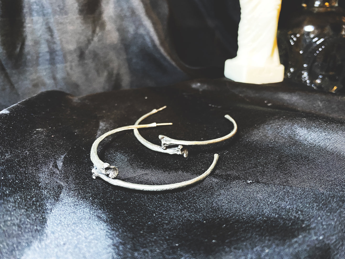 Ouroboros IV: Silver Snake Rib Hoop Earrings