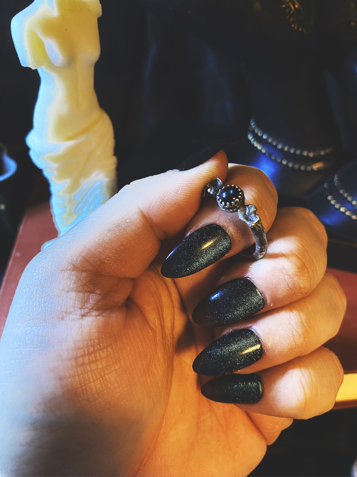 Eulogy: Silver and Black Star Diopside Ring